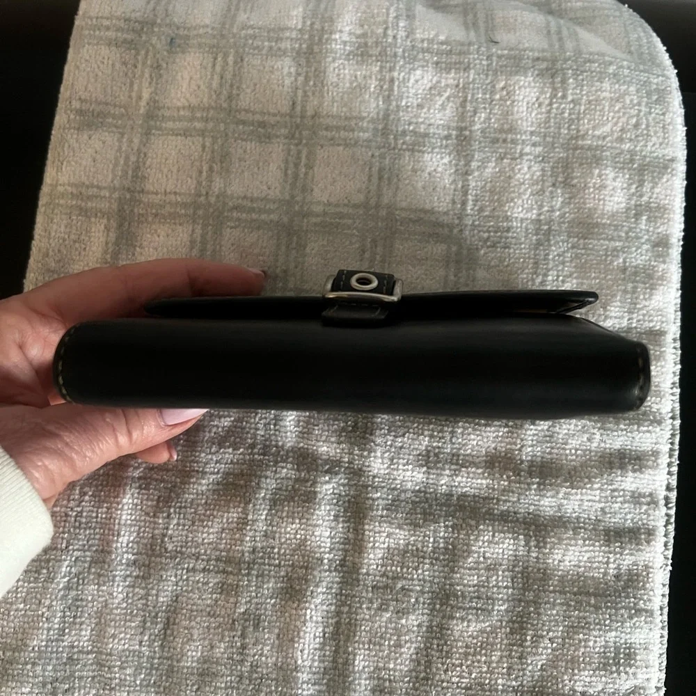 Coach Black Leather Wallet with Silver Buckle